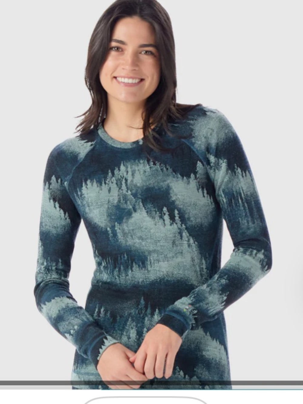 Smartwool Women's Thermal Merino Base Layer Crew Top in Twilight Foggy Pines XL